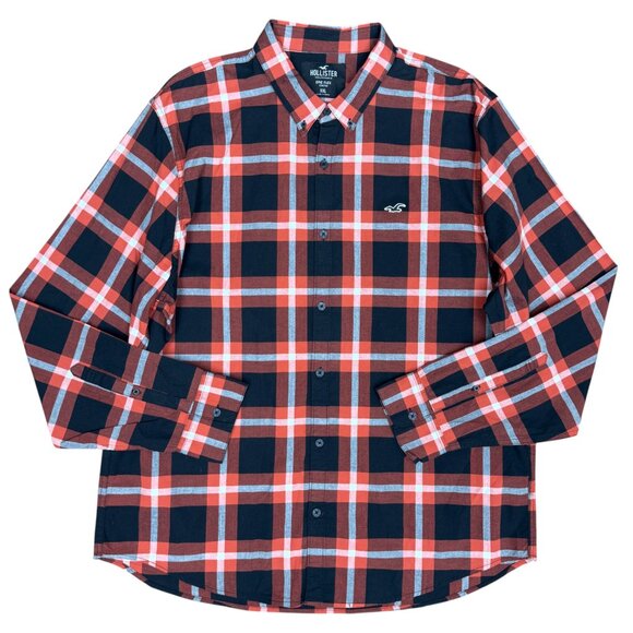 NWOT Men's HOLLISTER‎ Epic Flex Stretch Plaid Button Up Shirt | Size XXL - Picture 2 of 8